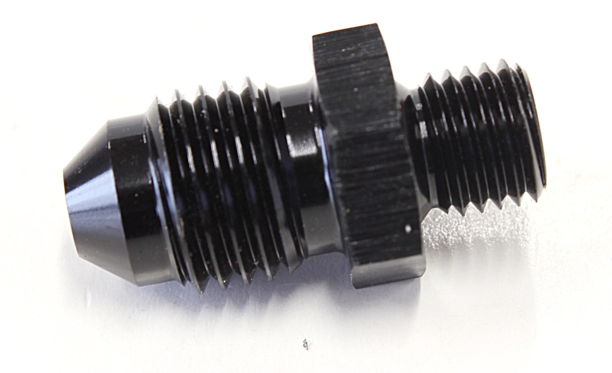 Metric to Male Flare Adapter M8 x 1.0mm to -4AN   Black Finish
