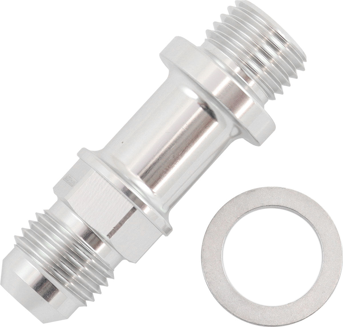 Water Inlet/Outlet Male -6AN to M14 x 1.5mm Long Extension (Silver)   Suit Boosted Turbocharger, 51mm Overall Length