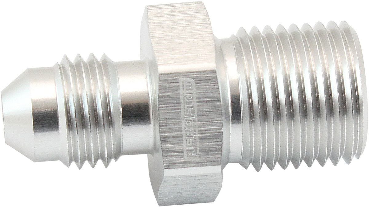 Metric to Male Flare Adapter M14 x 1.25mm to -6AN   Silver Finish