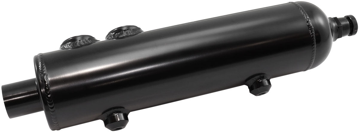 1.25L Universal Breather Tank - Black Finish   16-3/8" Height x 3-1/8" Diameter, 2 x -12 ORB Ports