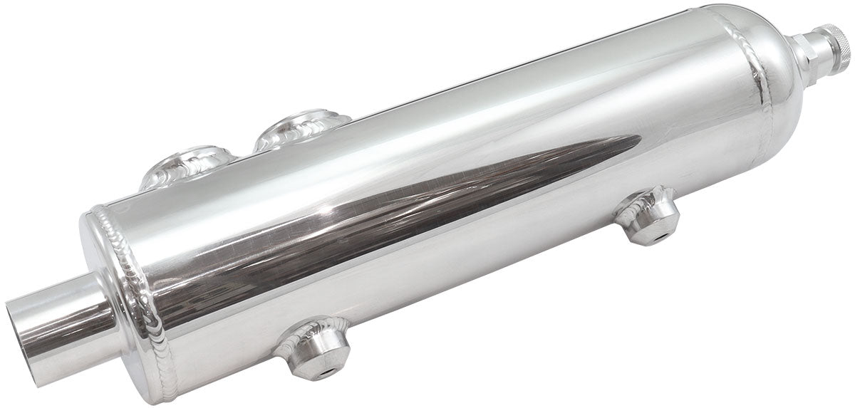 1.25L Universal Breather Tank - Polished Finish   16-3/8" Height x 3-1/8" Diameter, 2 x -12 ORB Ports