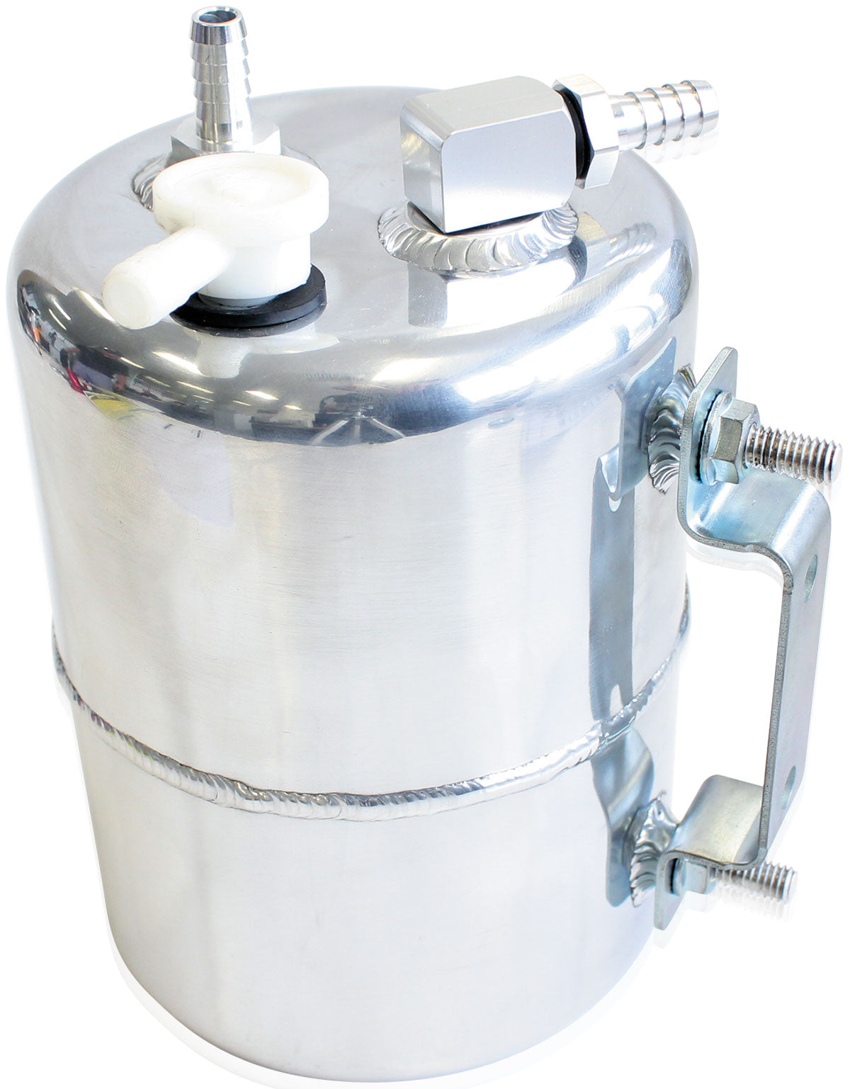Brake Vacuum Reservoir Tank - Polished   Includes Mounts & Fittings. 6.75" (170mm) Tall x 5" (125mm) Diameter