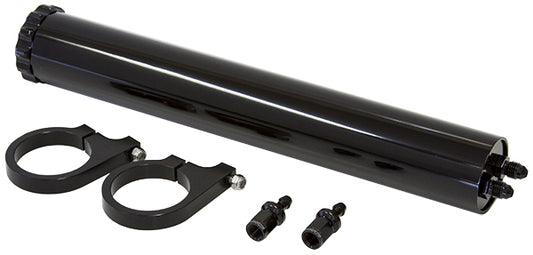 Billet Aluminium Radiator Over Flow Tank - Black   Includes 5/16"" Barb Fittings & Mounts. 13" (325mm) Height x 2" (50mm) Diameter