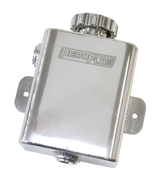 Fabricated Square Radiator Expansion Tank - Polished  1.18 liter capacity, 16 psi cap, accepts 2 x 8 ORB fittings, 4.52" W x 2.95" D x 5.51" H