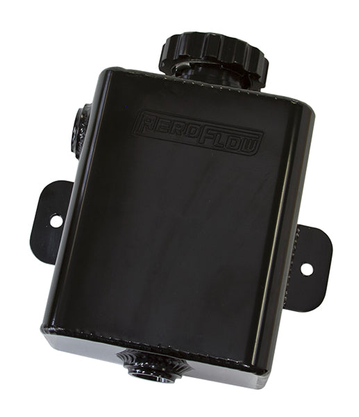 Fabricated Square Radiator Expansion Tank - Black  1.18 liter capacity, 16 psi cap, accepts 2 x 8 ORB fittings, 4.52"W x 2.95" D x 5.51" H