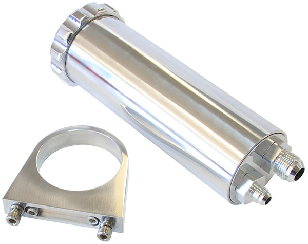 Billet Power Steering Reservoir - Polished    440 ml capacity, 2.-7/8" O.D., 8-3/4" H, billet brackets included