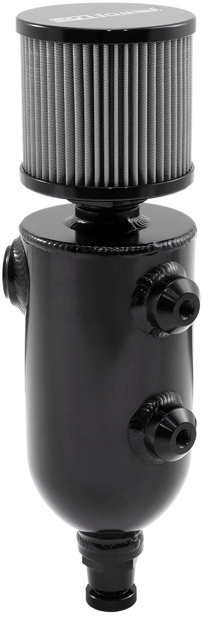 Universal Breather Tank - Black   Single -12 ORB Port & Stainless Steel Breather