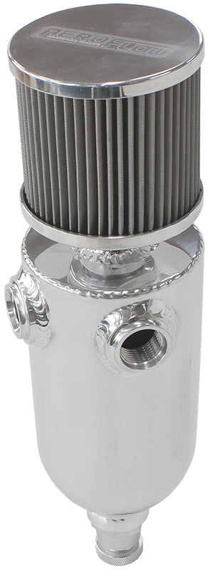 Universal Breather Tank - Polished   Dual -8 ORB Ports & Stainless Steel Breather
