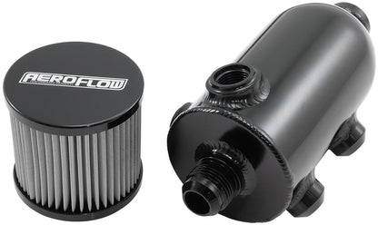 Universal Breather Tank - Black   Dual -8 ORB Ports & Stainless Steel Breather