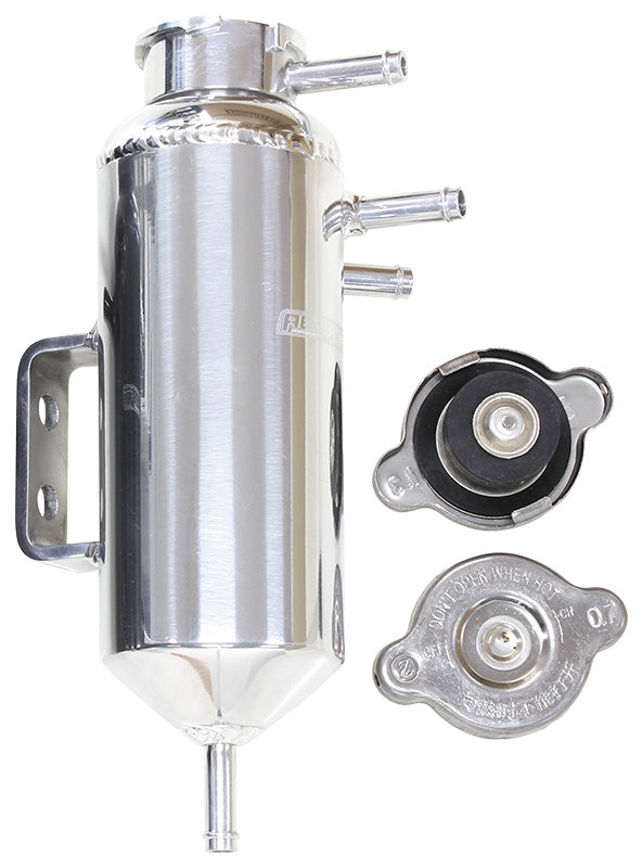 Universal Header Tank - Polished  With 5/16" Male Barbs, Radiator Cap & Blanking Cap