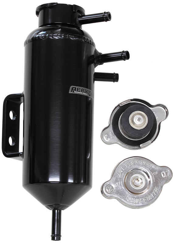 Universal Header Tank - Black  With 5/16" Male Barbs, Radiator Cap & Blanking Cap