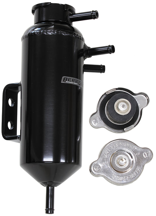 Universal Header Tank - Black  With 5/16" Male Barbs, Radiator Cap & Blanking Cap