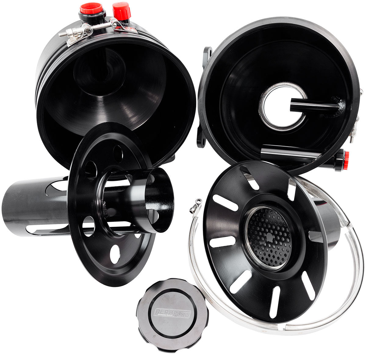 Aeroflow Dry Sump Tank - 11.3 Litre (3 Gallon), Black Finish    16" (406mm) Height x 9" (228mm) Diameter