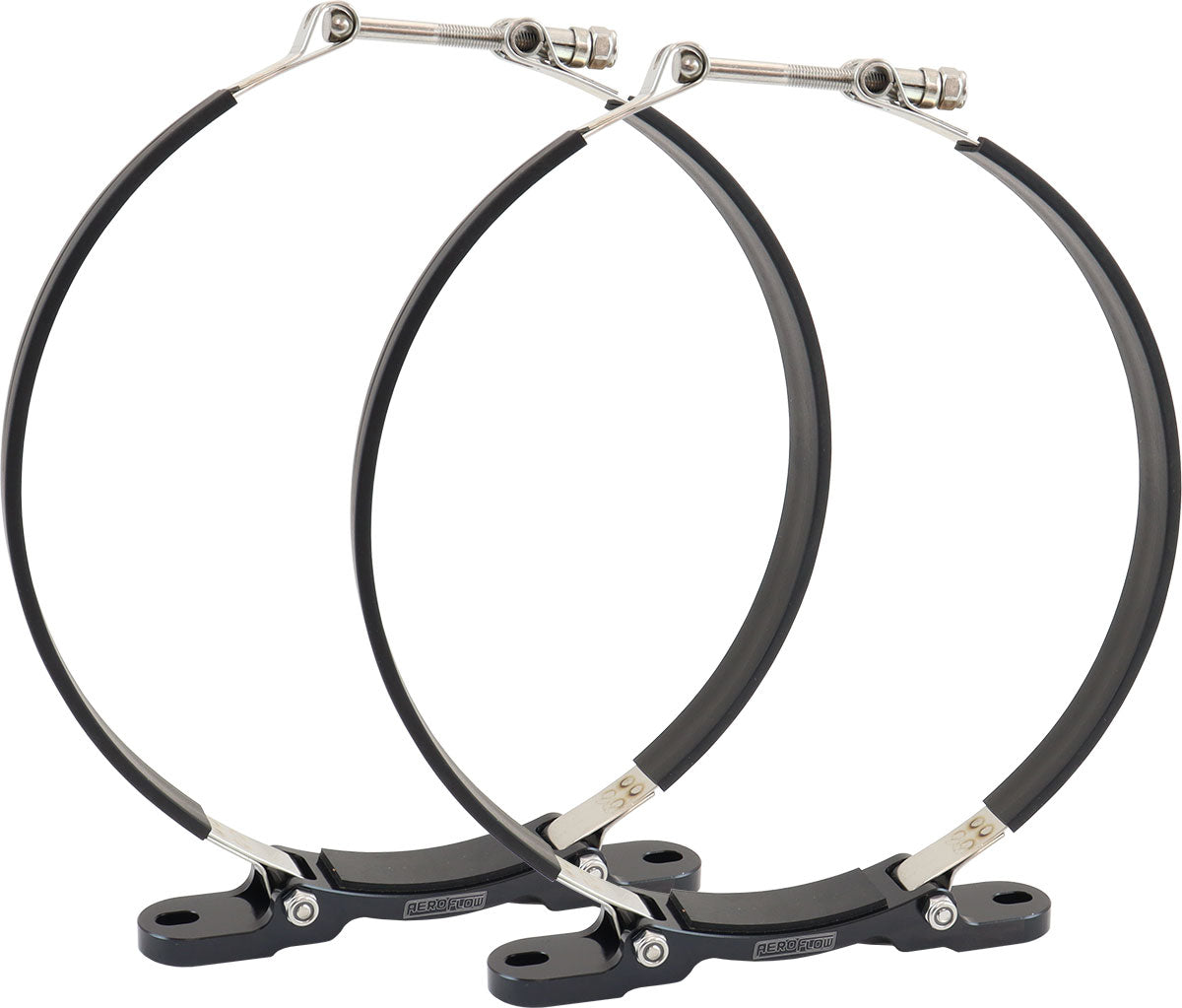 Aeroflow Dry Sump Tank Mounting Brackets suit 9" Diameter Tank   Black Finish, Sold As a Pair