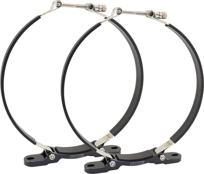 Aeroflow Dry Sump Tank Mounting Brackets suit 9" Diameter Tank   Black Finish, Sold As a Pair