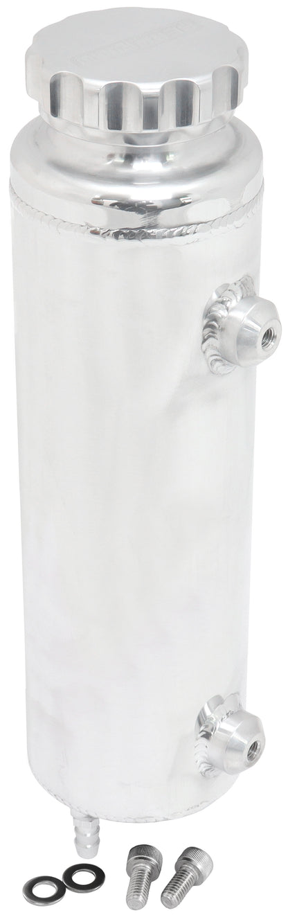 Universal Large Fabricated Alloy Radiator Overflow Tank - Polished Finish    1450ml capacity, 12" Overall Height x 3-1/2" Diameter