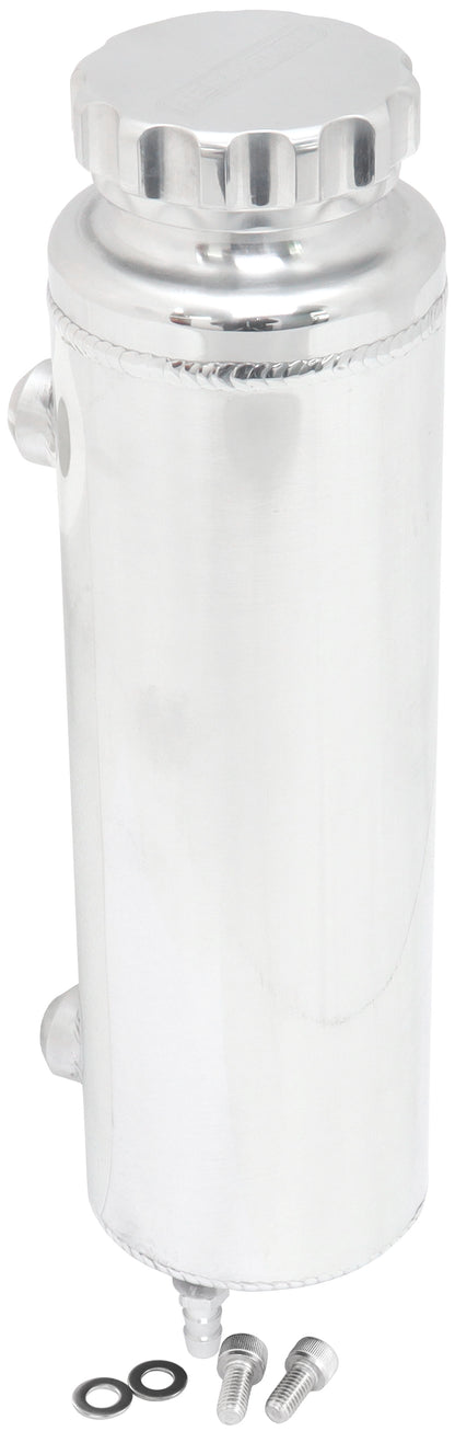 Universal Large Fabricated Alloy Radiator Overflow Tank - Polished Finish    1450ml capacity, 12" Overall Height x 3-1/2" Diameter