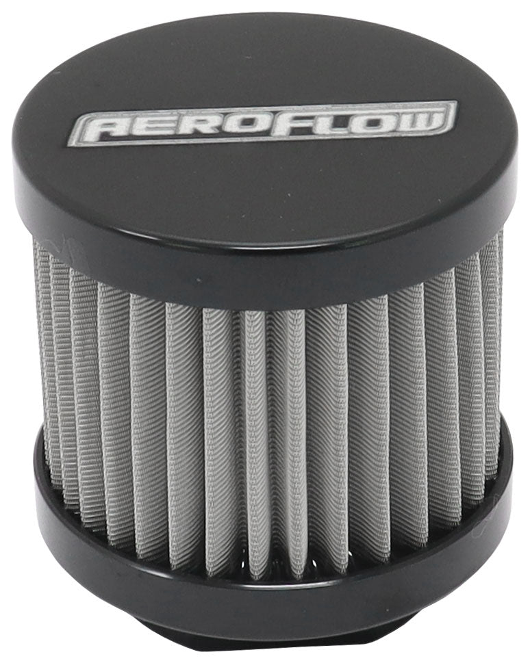 Aeroflow Stainless Steel Small Billet Breather  -10AN Female, Black Finish