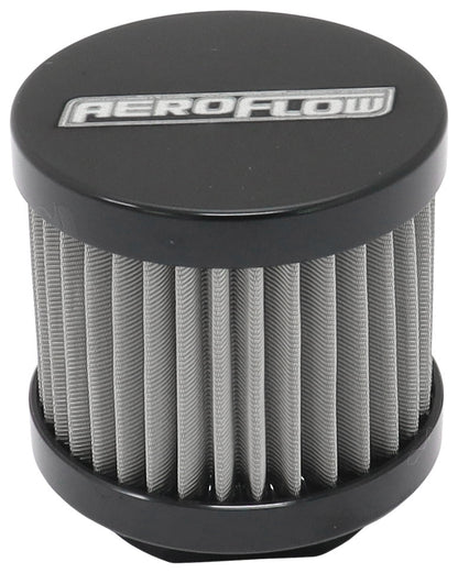 Aeroflow Stainless Steel Small Billet Breather  -10AN Female, Black Finish