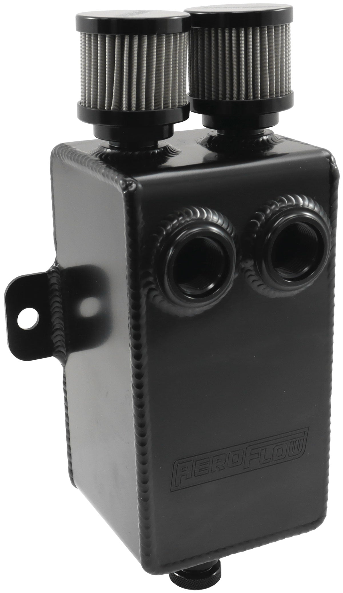 1L Universal Dual Breather/Catch Can Tank -Black   Dual Female -10ORB ports & Dual Male -10AN Breather Ports