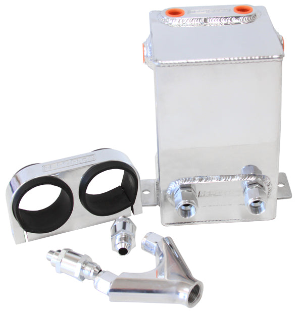 Dual EFI Pump Surge Tank Kit - Polished   Kit includes Surge Tank, Dual Billet Fuel Pump Bracket, Check Valves & Y-Block. Fuel Pumps NOT Included