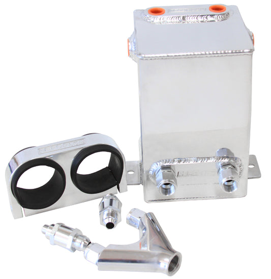 Dual EFI Pump Surge Tank Kit - Polished   Kit includes Surge Tank, Dual Billet Fuel Pump Bracket, Check Valves & Y-Block. Fuel Pumps NOT Included