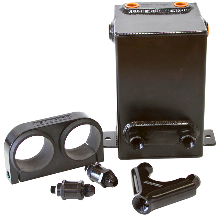 Dual EFI Pump Surge Tank Kit - Black   Kit includes Surge Tank, Dual Billet Fuel Pump Bracket, Check Valves & Y-Block. Fuel Pumps NOT Included