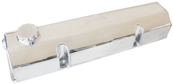 SB Chev Fabricated Billet Valve Covers with -12ORB Breather Ports  Polished Finish. Sold asa Pair