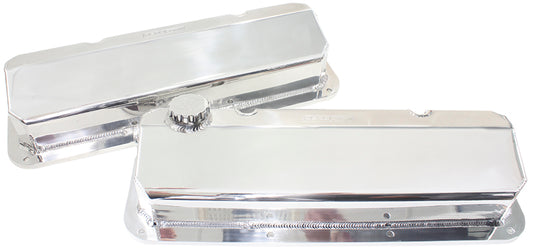 Ford Cleveland Fabricated Billet Valve Coverswith -12ORB Breather Ports   Polished Finish. Sold asa Pair