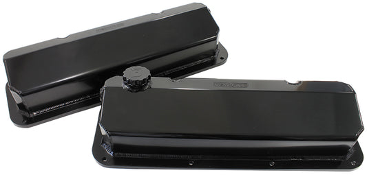 Ford Cleveland Fabricated Billet Valve Coverswith -12ORB Breather Ports   Black Finish. Sold as a Pair
