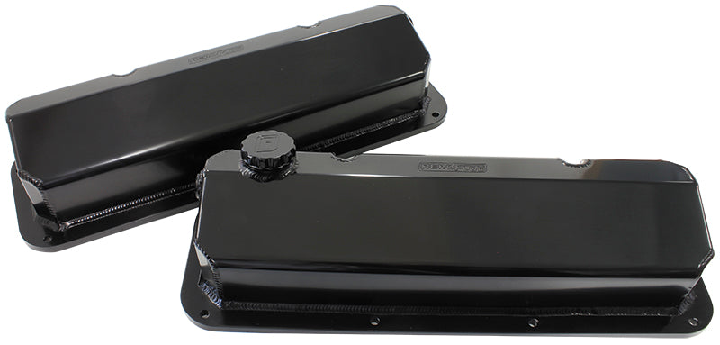 Ford Cleveland Fabricated Billet Valve Covers   Black Finish. Sold as a Pair