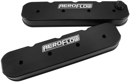 Aeroflow GM LS Billet Valve Cover Set, Black Finish with Aeroflow Logo   Suit GM LS Series Engines. No Coil Mounts