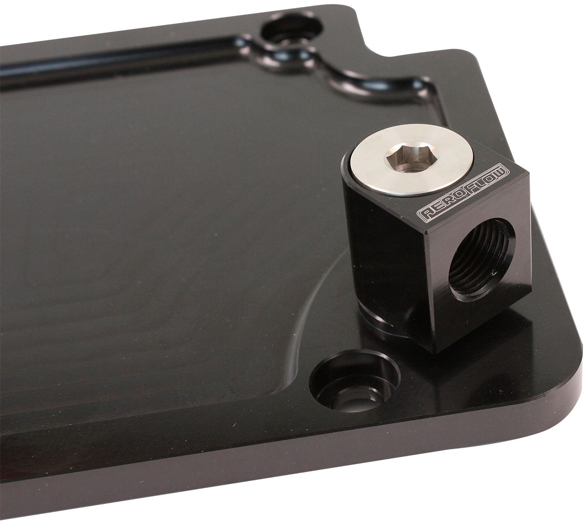 Aeroflow GM LS Billet Valley Plate Banjo Oil Pressure Adapter   Suit GM Factory M16 x 1.5mm Oil Pressure Sensor