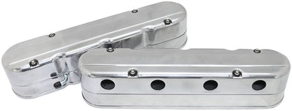 Aeroflow GM LS 2 Piece Retro Smooth Valve Cover Set, Polished Finish   Suit GM LS Series Engines. Factory Position Coil Mounts with Tall Cover