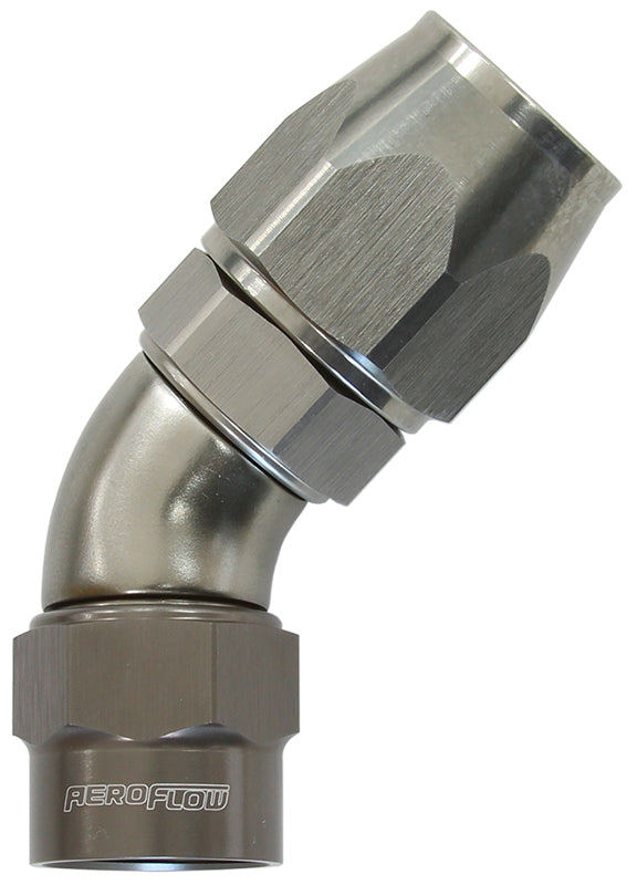 Kryptalon® Series Heavy Duty One Piece Swivel 45° Hose End -6AN  Titanium Finish. Suits Kryptalon® Series Hose