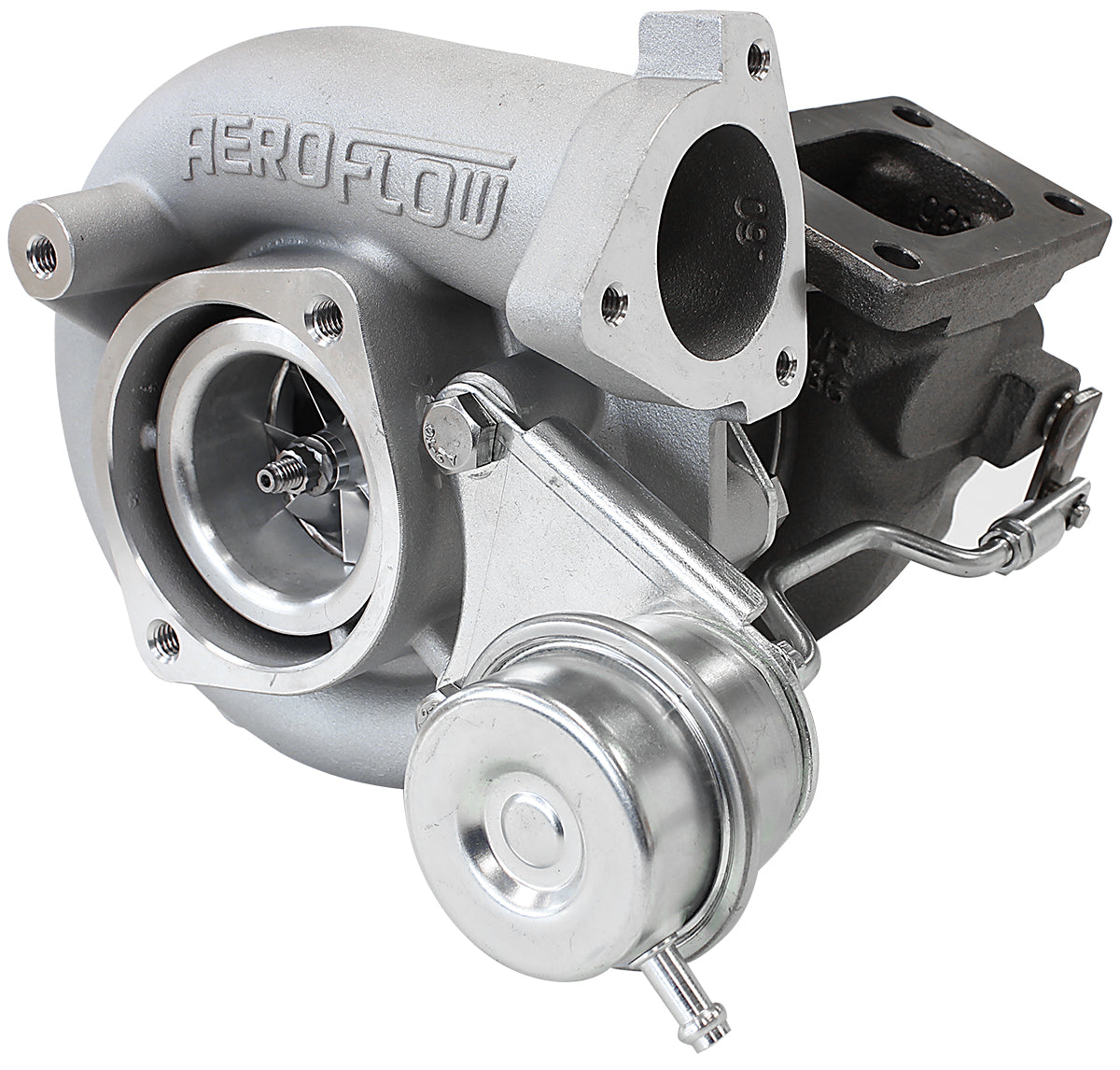 BOOSTED 4647 NISSAN .84 Turbocharger 440HP, Hi Temp Black Finish   Internal Wastegate, T25 / T28 Inlet Flange, 5-Bolt Exhaust Flange