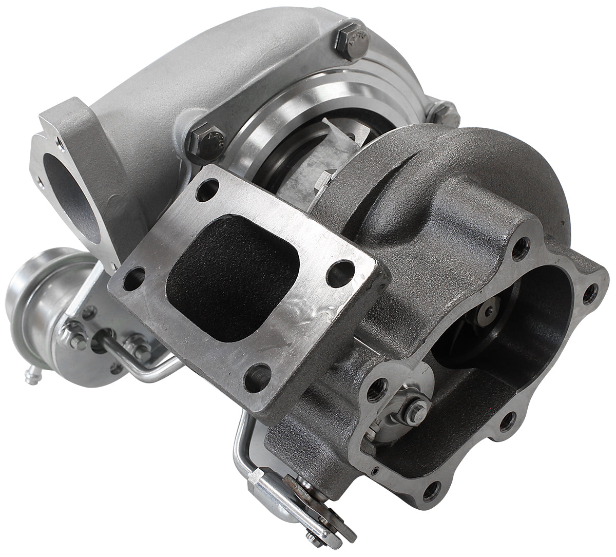 BOOSTED 4647 NISSAN .84 Turbocharger 440HP, Hi Temp Black Finish   Internal Wastegate, T25 / T28 Inlet Flange, 5-Bolt Exhaust Flange