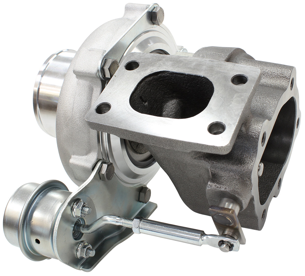 BOOSTED 5447 .64 Turbocharger 495HP, Natural Cast Finish   Internal Wastegate, T25 / T28 Inlet Flange, 5-Bolt Exhaust Flange