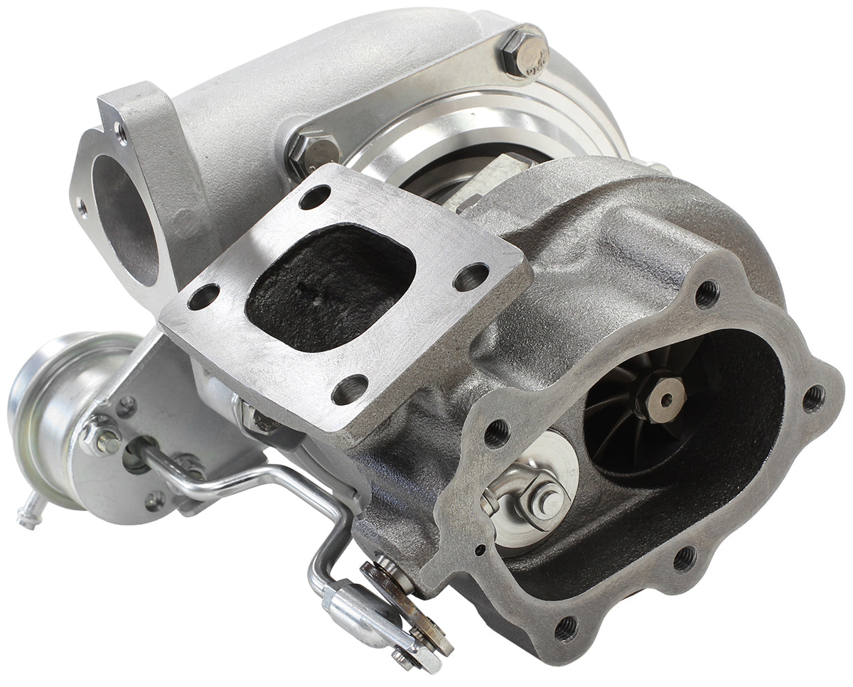 BOOSTED 5447 NISSAN .64 Turbocharger 525HP, Natural Cast Finish   Internal Wastegate, T25 / T28 Inlet Flange, 5-Bolt Exhaust Flange