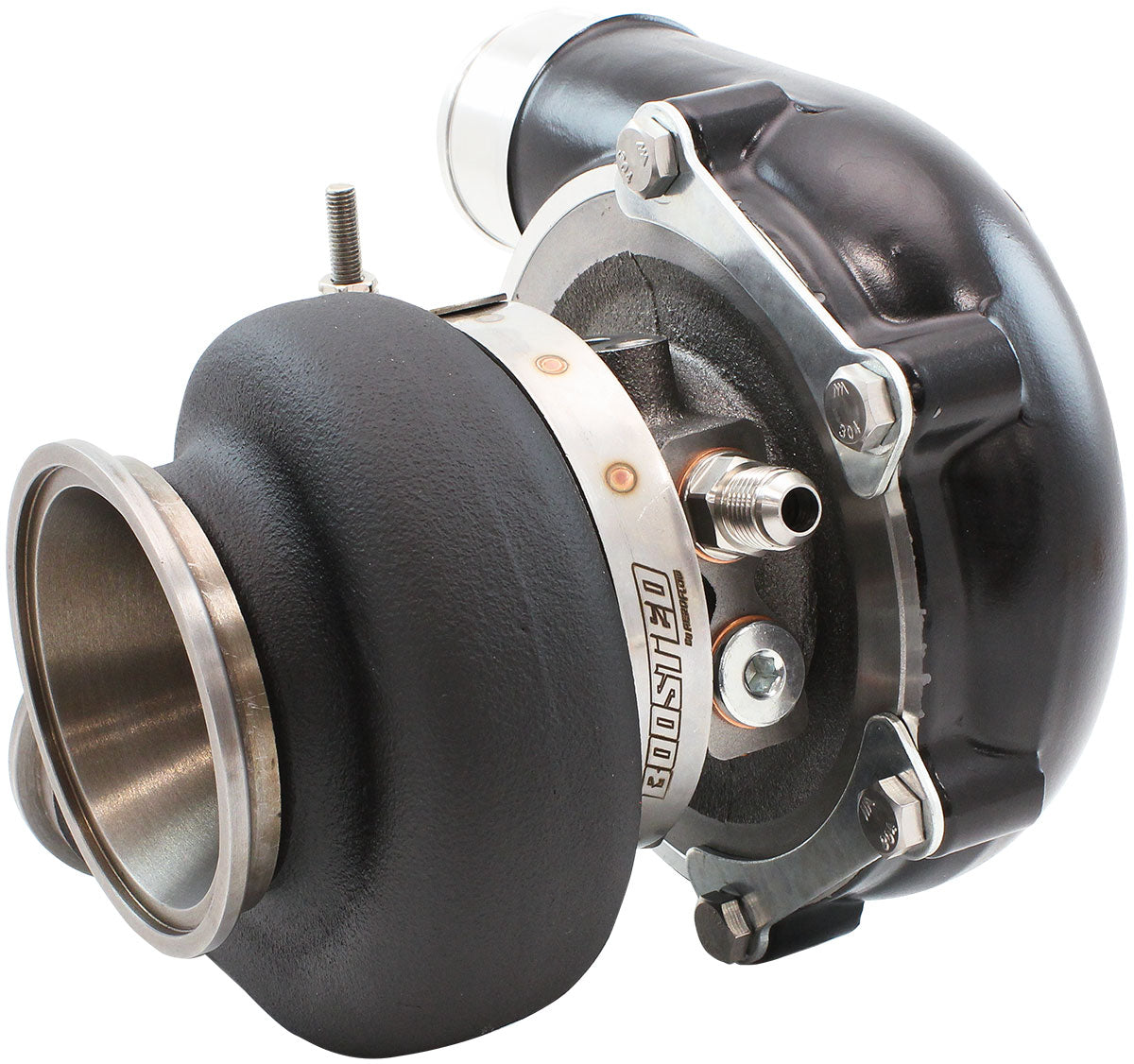BOOSTED 4849 .72 Turbocharger 550HP, Hi Temp Black Finish   External Wastegate, V-Band Inlet & Exhaust Flanges