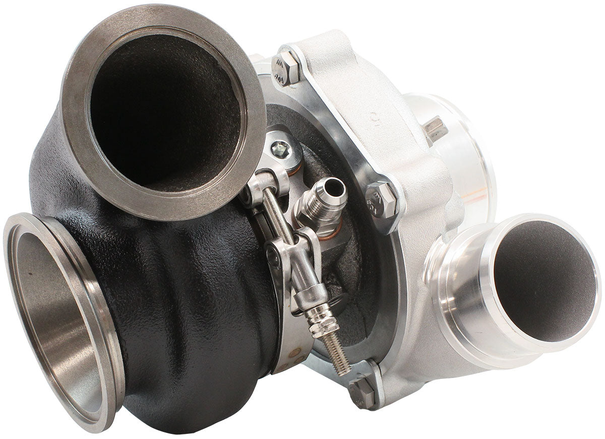 BOOSTED 4849 .72 Turbocharger 550HP, Natural Cast Finish   External Wastegate, V-Band Inlet & Exhaust Flanges