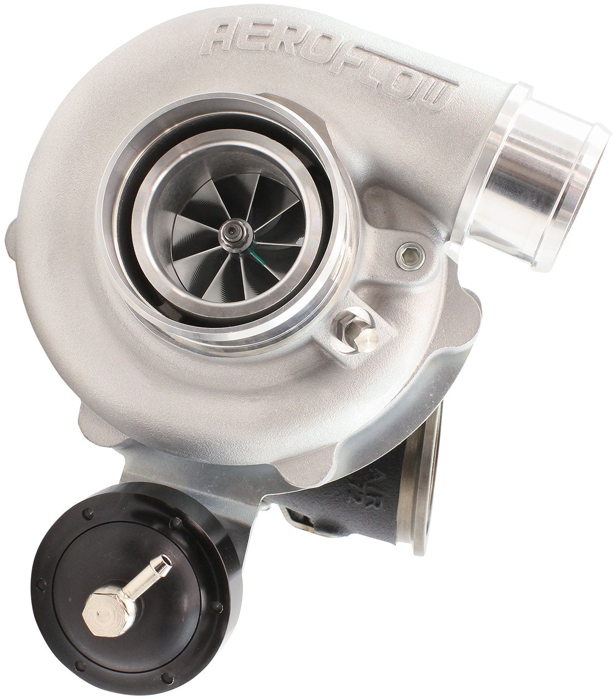 BOOSTED 4849 .72 Turbocharger 550HP, Natural Cast Finish   Internal Wastegate, V-Band Inlet & Exhaust Flanges