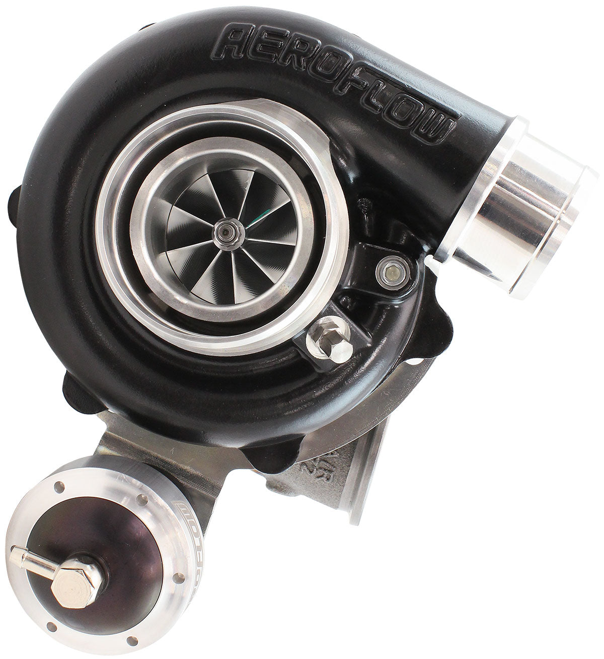 BOOSTED 4849 .72 Turbocharger 550HP, Hi Temp Black Finish   Internal Wastegate, V-Band Inlet & Exhaust Flanges