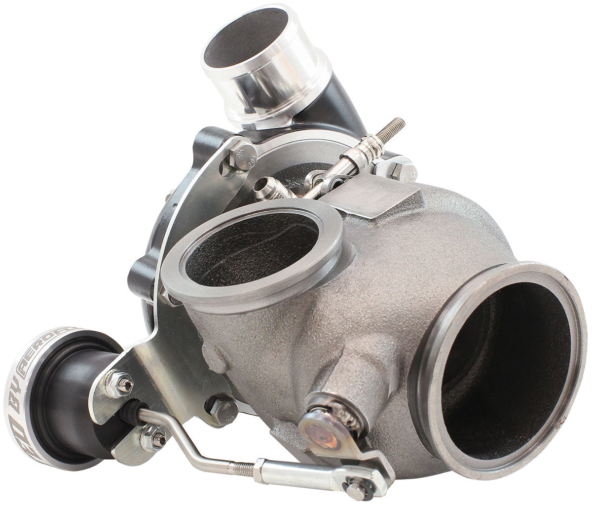 BOOSTED 4849 .72 Turbocharger 550HP, Hi Temp Black Finish   Internal Wastegate, V-Band Inlet & Exhaust Flanges