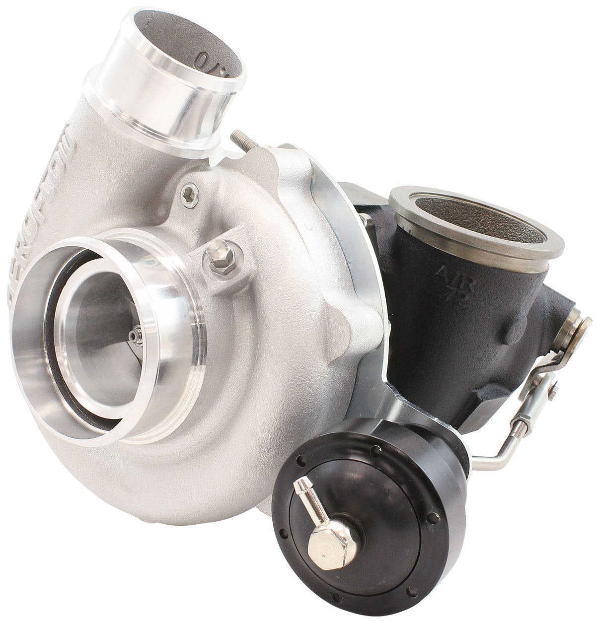 BOOSTED 4849 .72 Turbocharger 550HP, Natural Cast Finish   Internal Wastegate, V-Band Inlet & Exhaust Flanges