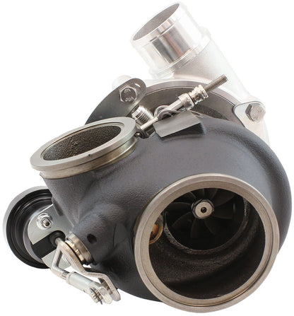 BOOSTED 4849 .72 Turbocharger 550HP, Natural Cast Finish   Internal Wastegate, V-Band Inlet & Exhaust Flanges