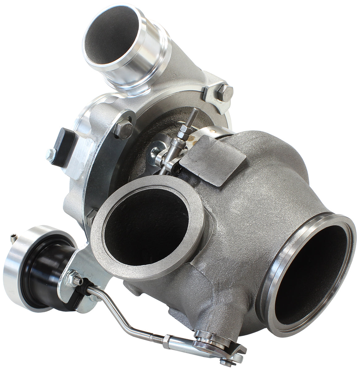 BOOSTED 4849 .72 Turbocharger 550HP, Natural Cast Finish   Internal Wastegate, V-Band Inlet & Exhaust Flanges