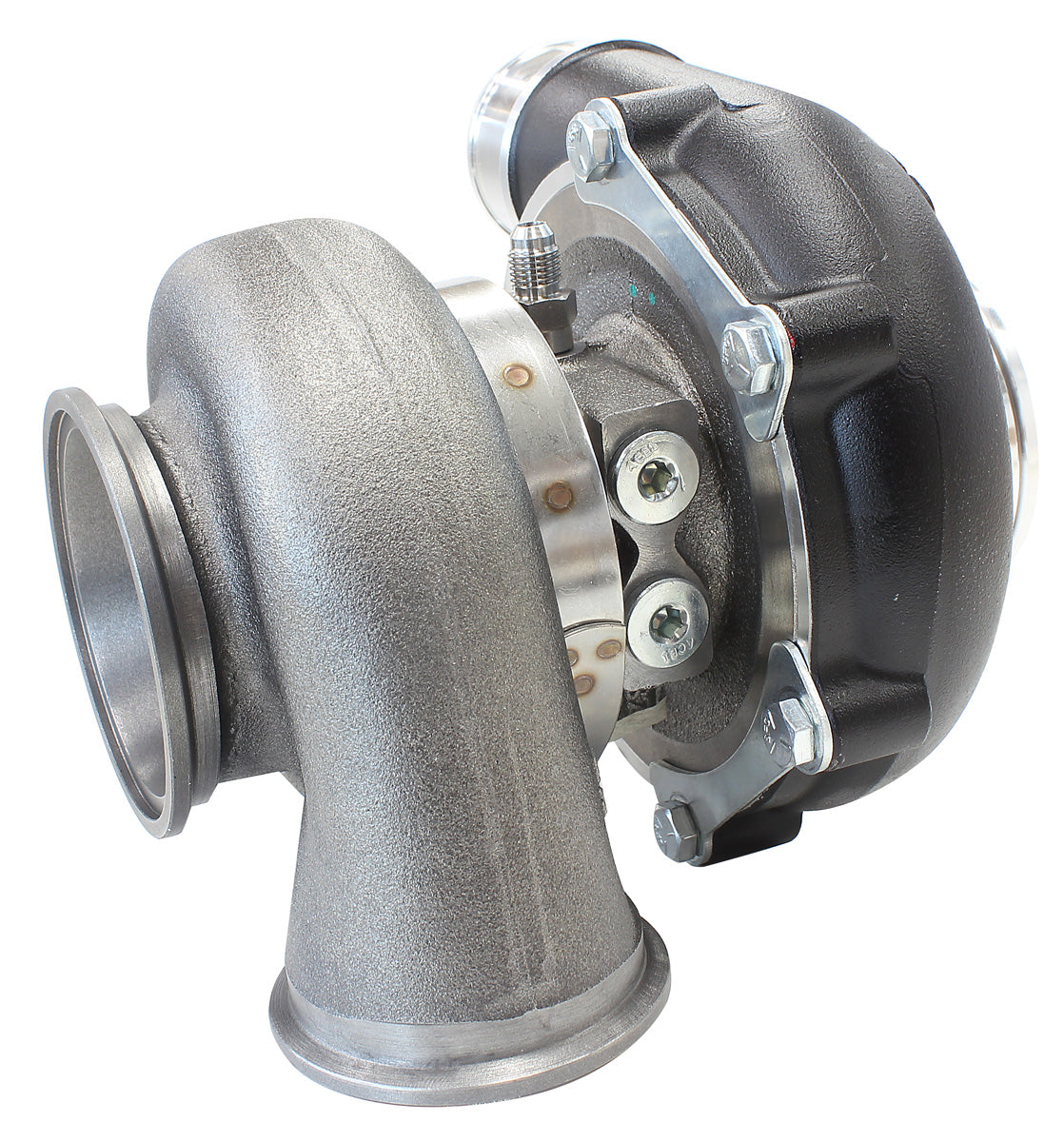 BOOSTED 5449 .72 Turbocharger 660HP, Hi Temp Black Finish   External Wastegate, V-Band Inlet & Exhaust Flanges