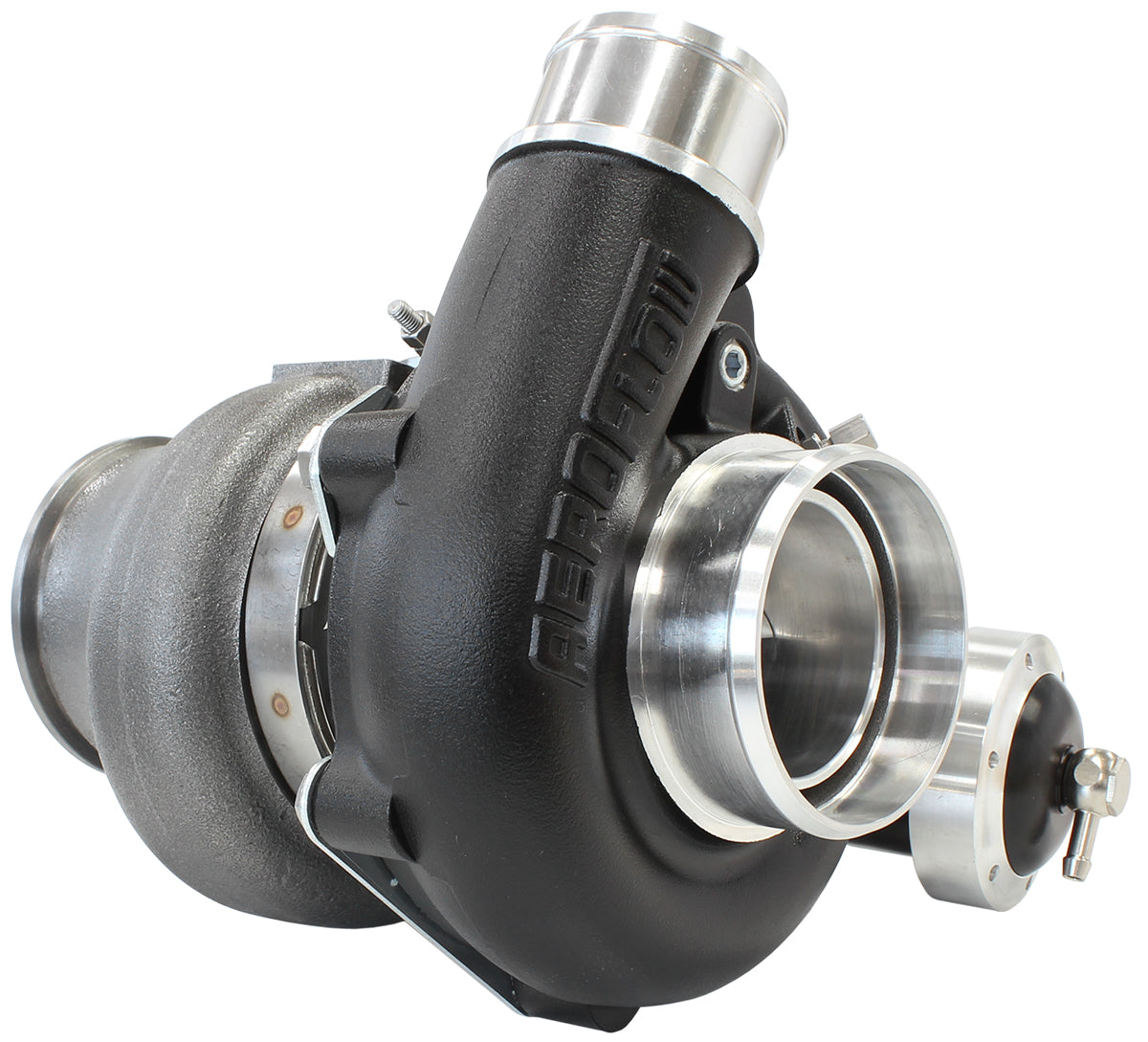BOOSTED 5449 .72 Turbocharger 660HP, Hi Temp Black Finish   Internal Wastegate, V-Band Inlet & Exhaust Flanges
