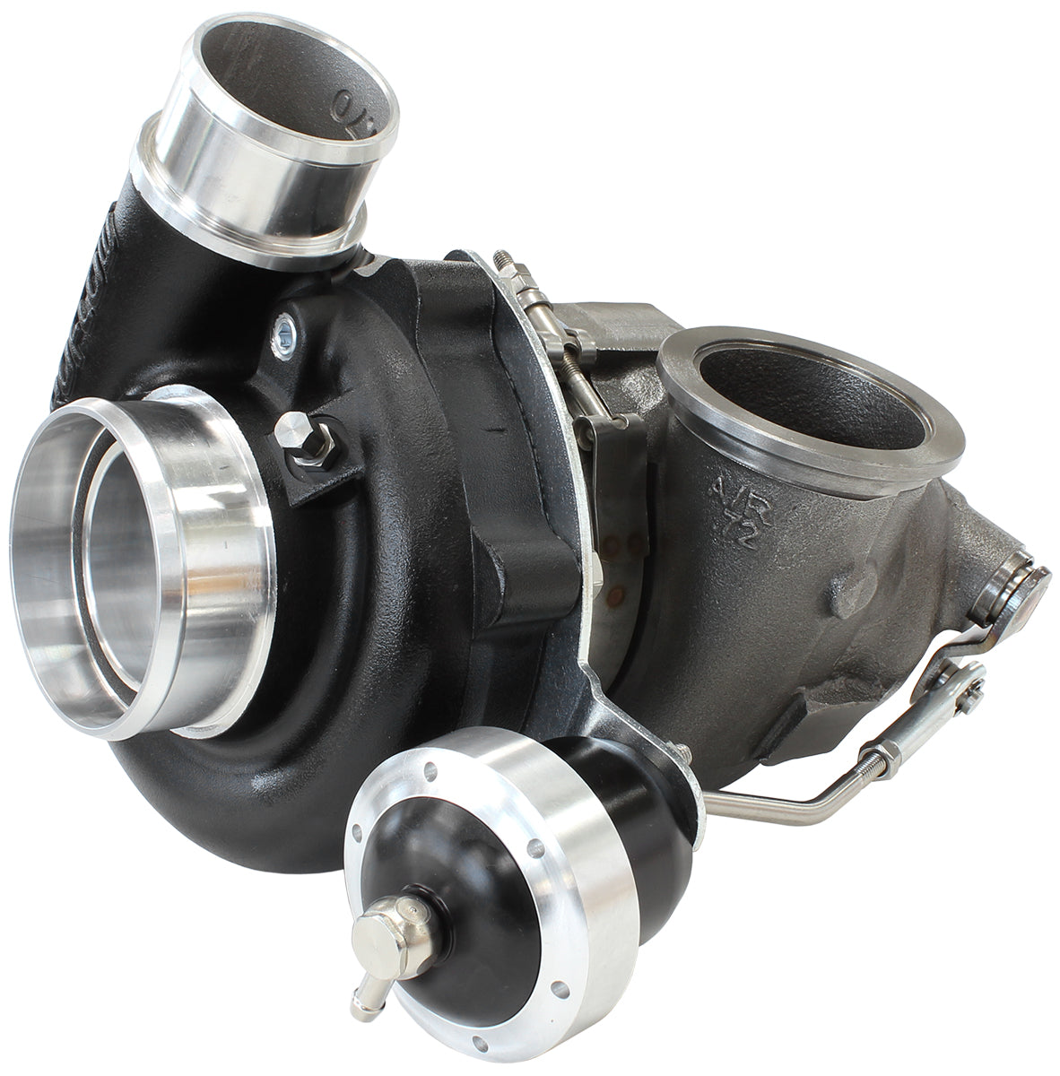 BOOSTED 5449 .72 Turbocharger 660HP, Hi Temp Black Finish   Internal Wastegate, V-Band Inlet & Exhaust Flanges